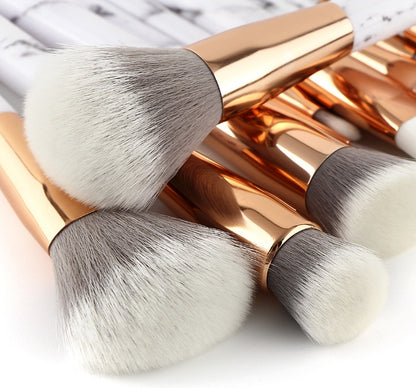 11-Piece Marble Makeup Brush Set — Professional Beauty Tools