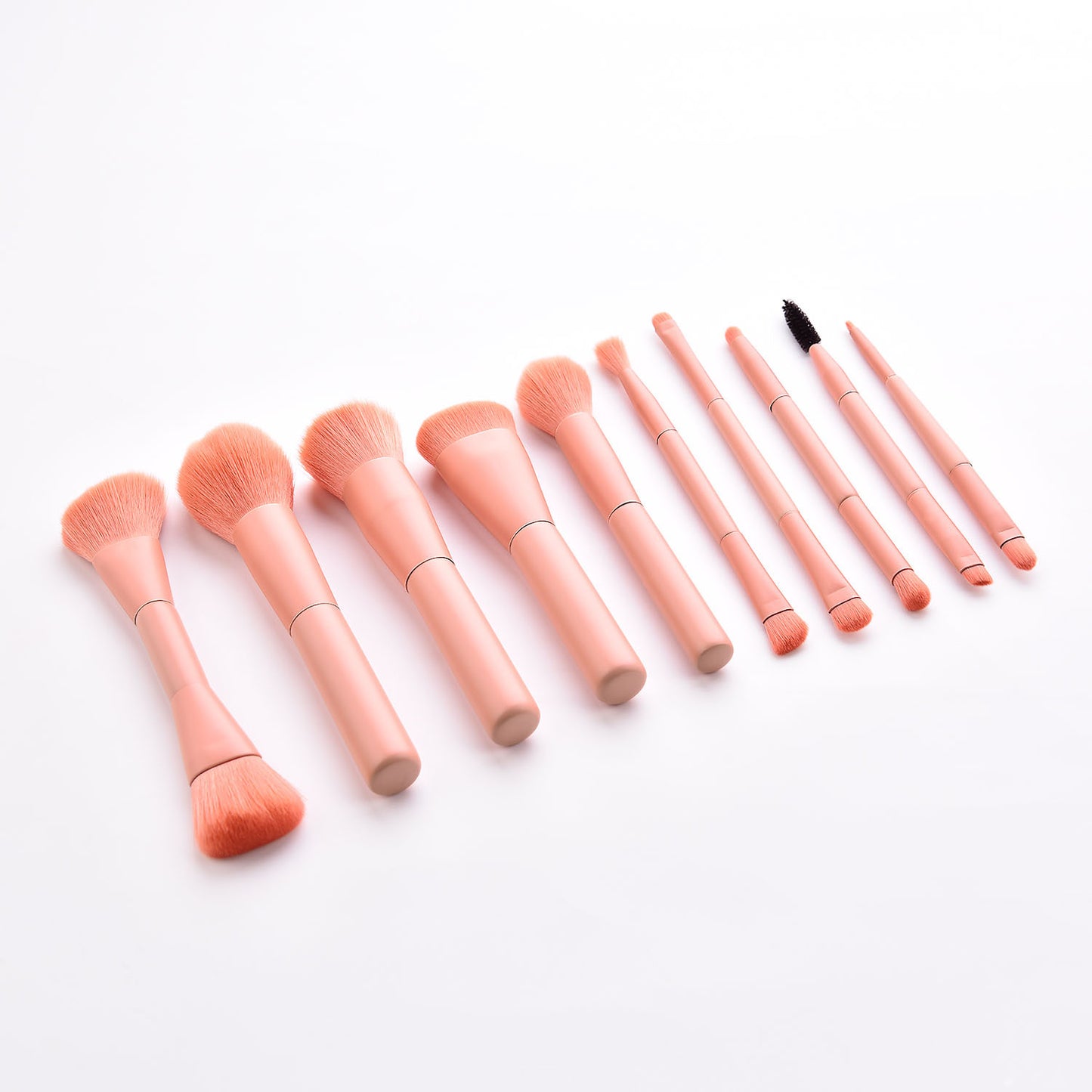 10-Piece Makeup Brush Set — Soft Nylon Bristles & Wooden Handles