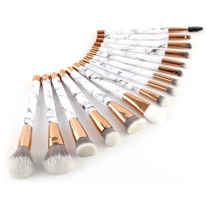 11-Piece Marble Makeup Brush Set — Professional Beauty Tools