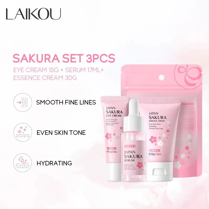 LAIKOU Vitamin C Glow Skincare Set — Serum, Eye Cream & Face Cream