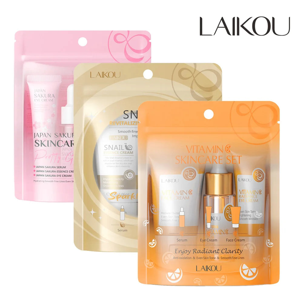 LAIKOU Vitamin C Glow Skincare Set — Serum, Eye Cream & Face Cream
