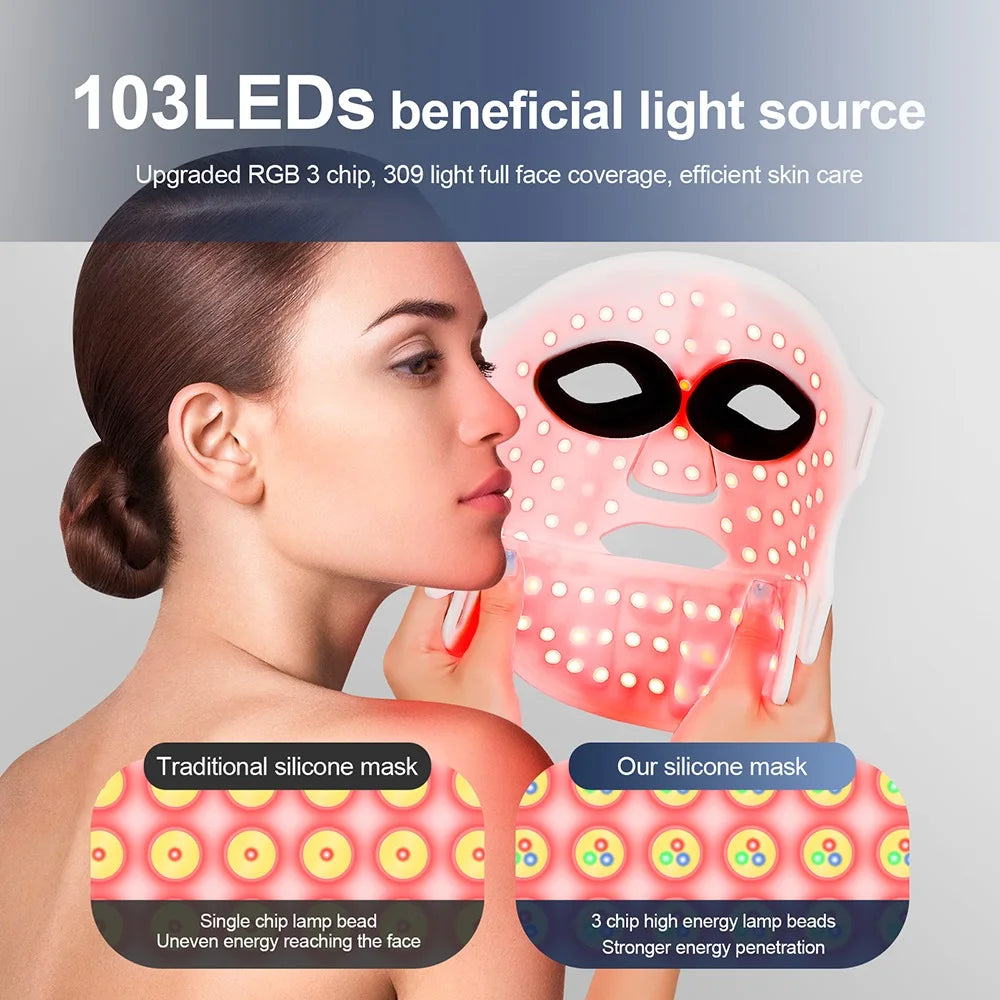 7-Colour LED Silicone Face & Neck Light Therapy Mask