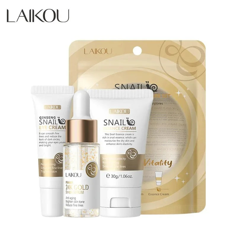 LAIKOU Vitamin C Glow Skincare Set — Serum, Eye Cream & Face Cream