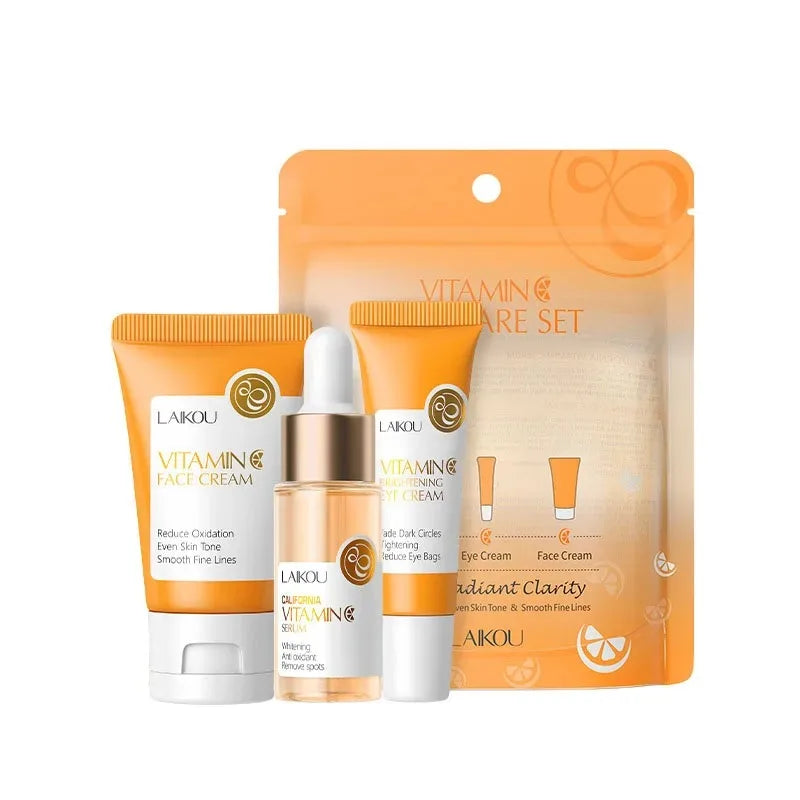 LAIKOU Vitamin C Glow Skincare Set — Serum, Eye Cream & Face Cream