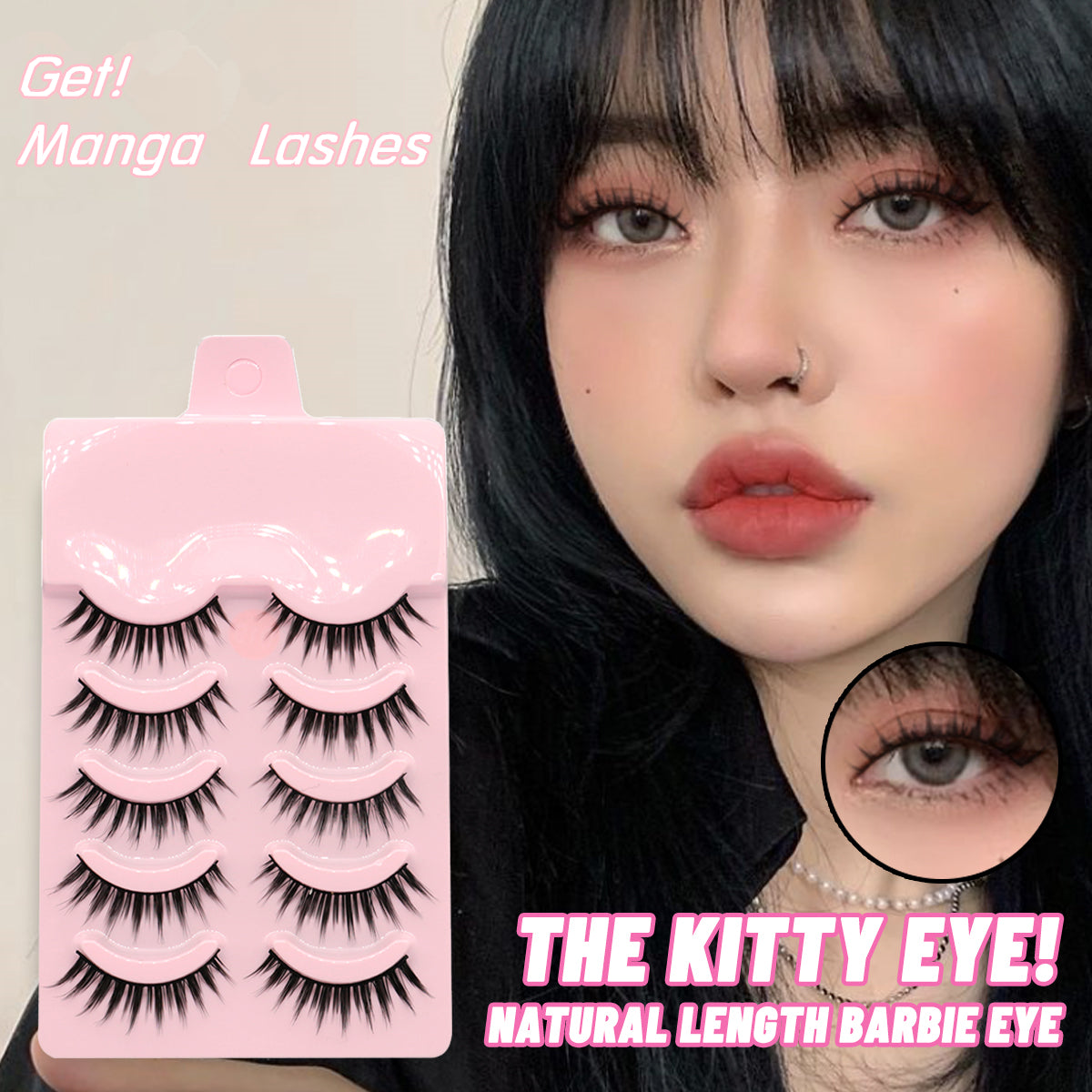 Manga Anime False Eyelashes — 5 Pairs Natural Wispy Korean Style