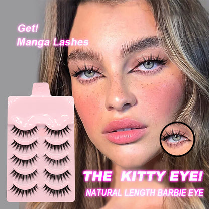 Manga Anime False Eyelashes — 5 Pairs Natural Wispy Korean Style